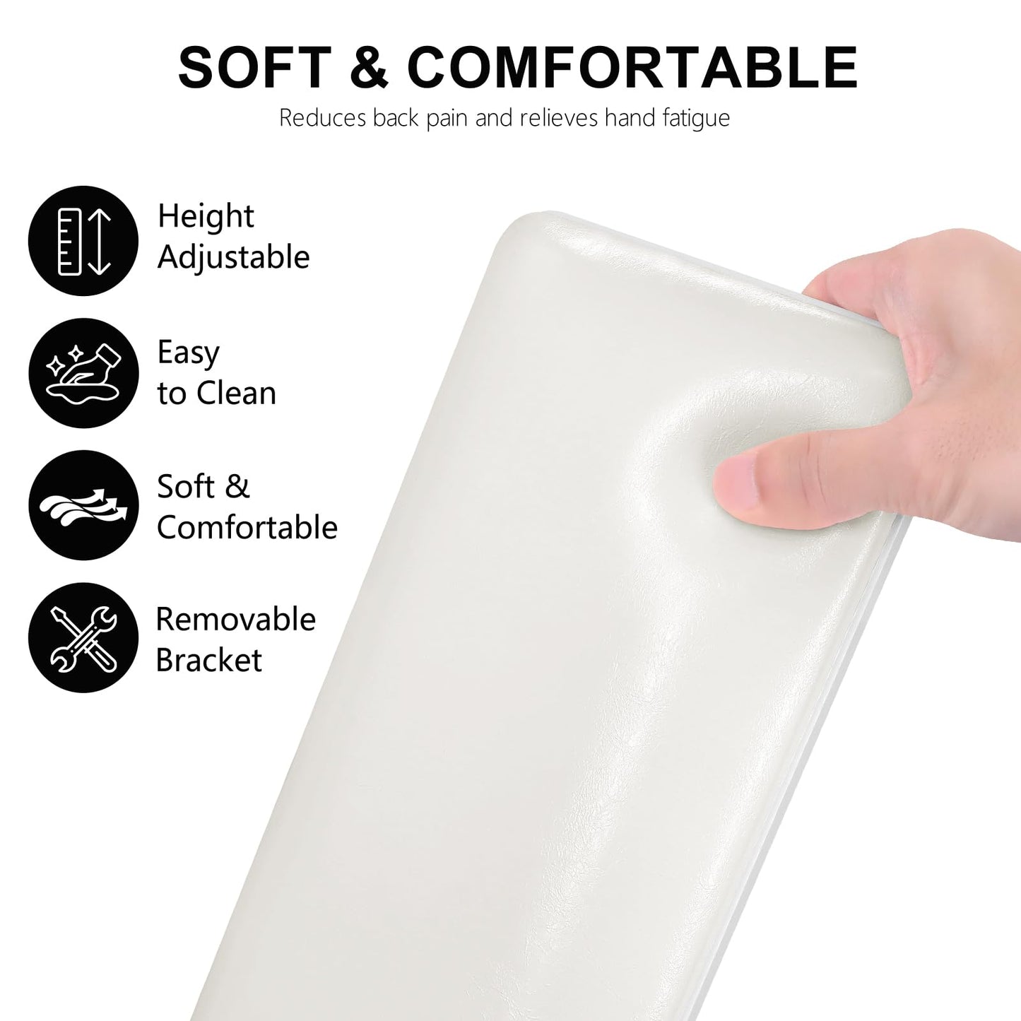 Arm Rest for Nails Tech,Height Adjustable Nail Arm Rest Stand,Cleanable Leather Hand Rest Holder Pillow,Manicure Armrest with Detachable Plastic Legs,Anti-slip