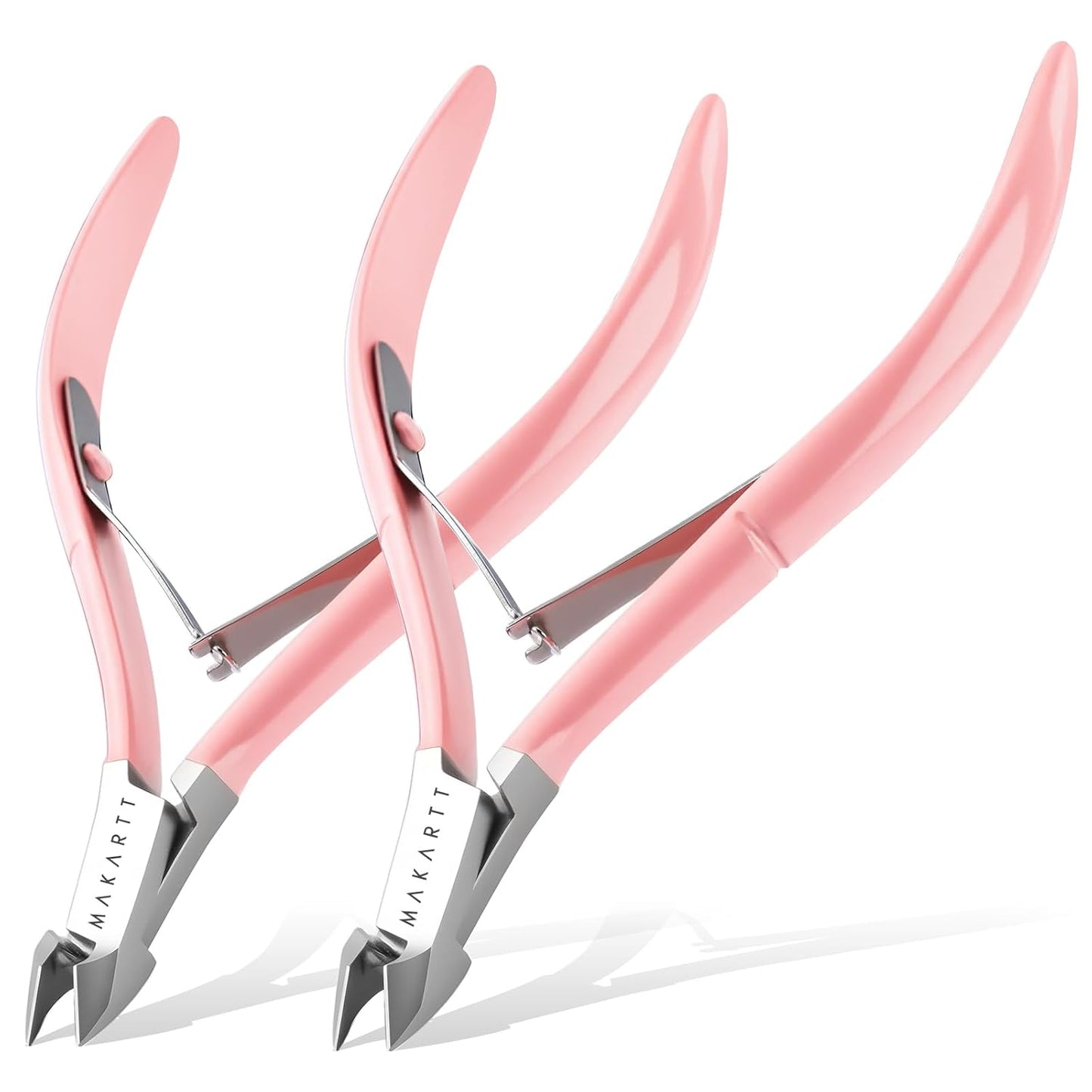 Makartt Cuticle Nippers - Professional 7mm Blade Trimmer with Ergonomic Handle | Pink, 2 Pack for Salon & Home Use