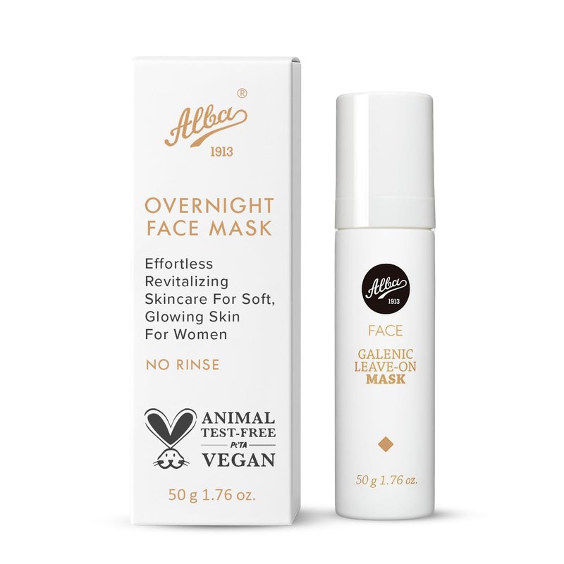 Alba Alba1913 Vegan Overnight Face Mask - Intensive Sleeping Hydrating & Revitalizing Skincare Face Masks for Soft, Glowing Skin for Women - Ultimate Skin Care Treatment for Deep Hydration - 50ml