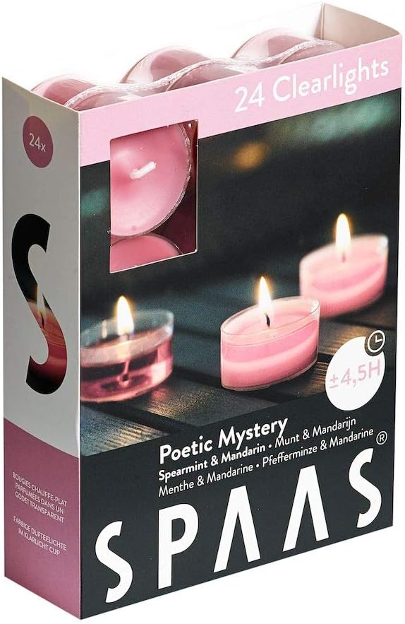 Morning Breeze Scented Tealights - Spaas 24 Clear Cup Candles, 4.5 Hour Burn Time