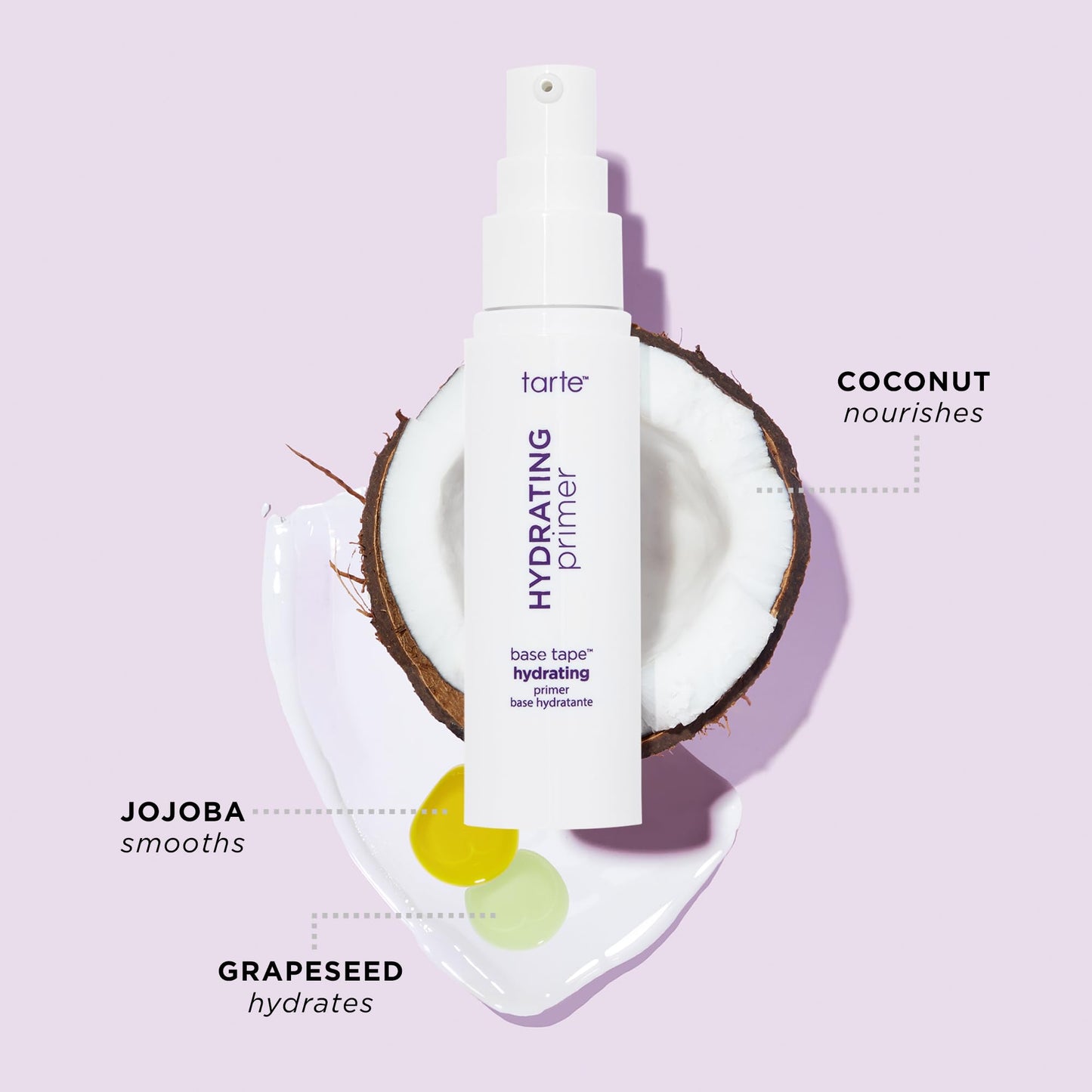tarte base tape hydrating primer – Lightweight Primer with Serum Texture & Coconut Scent, Infused with Vitamin E & Olive Oil to Moisturize & Smooth Skin, Vegan & Cruelty-Free, full size
