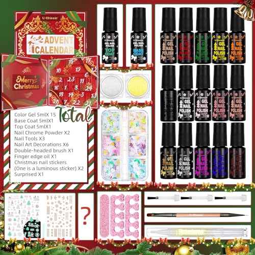 Nail Polish Advent Calendar 2025£¬24-Piece Nail Varnish Advent Calendar Christmas Calendar for Women and Girls, Nail Polish Colours Kit, Nail Art Tool Glitter Decorations Care and Accessories