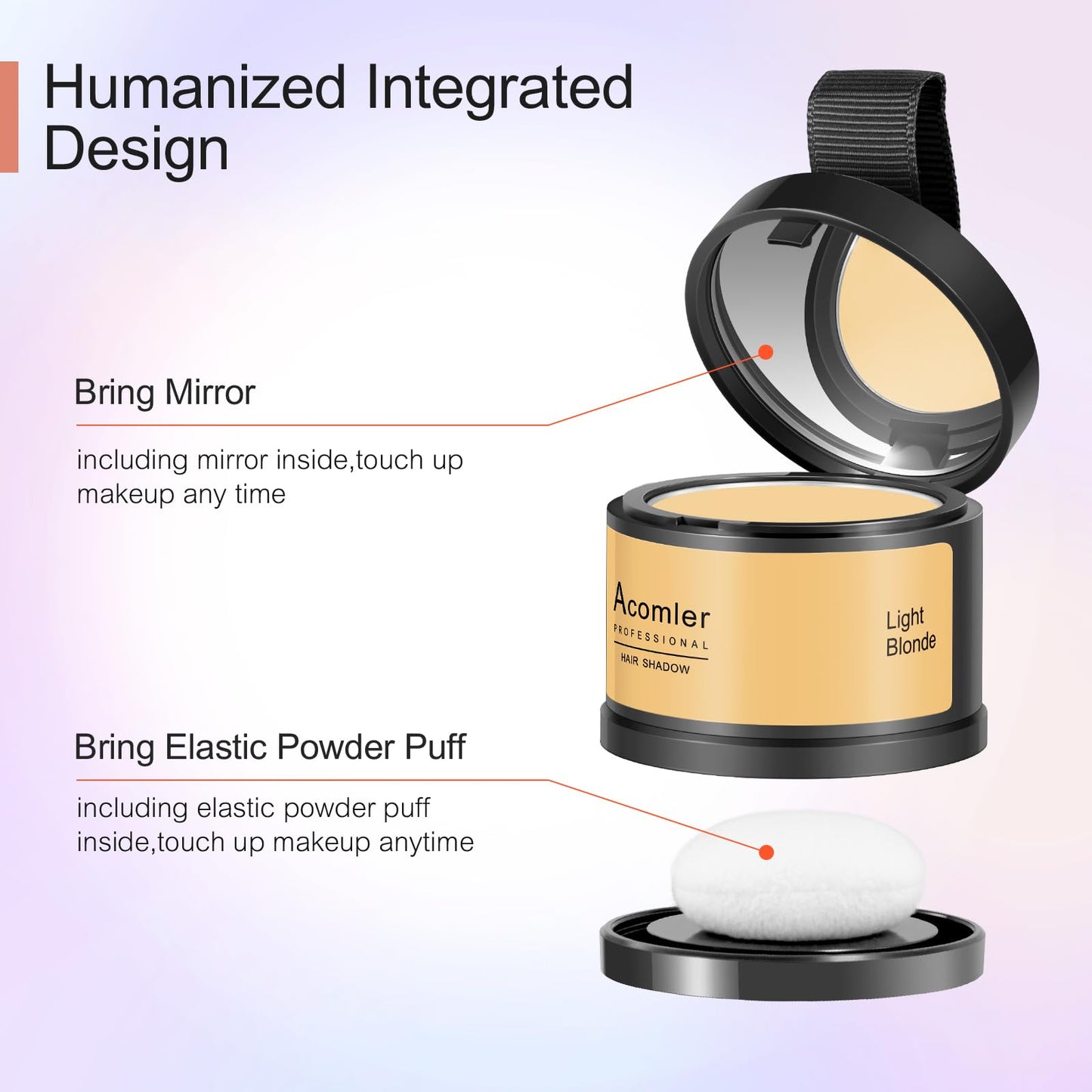 Acomler Root Cover Up Hairline Shadow Powder, Dark Brown, Instantly Cover Thinning Hair, Grey Hair Coverage for Women Men with Eyebrows, Beard Line, Bald Spots (Light Blonde)