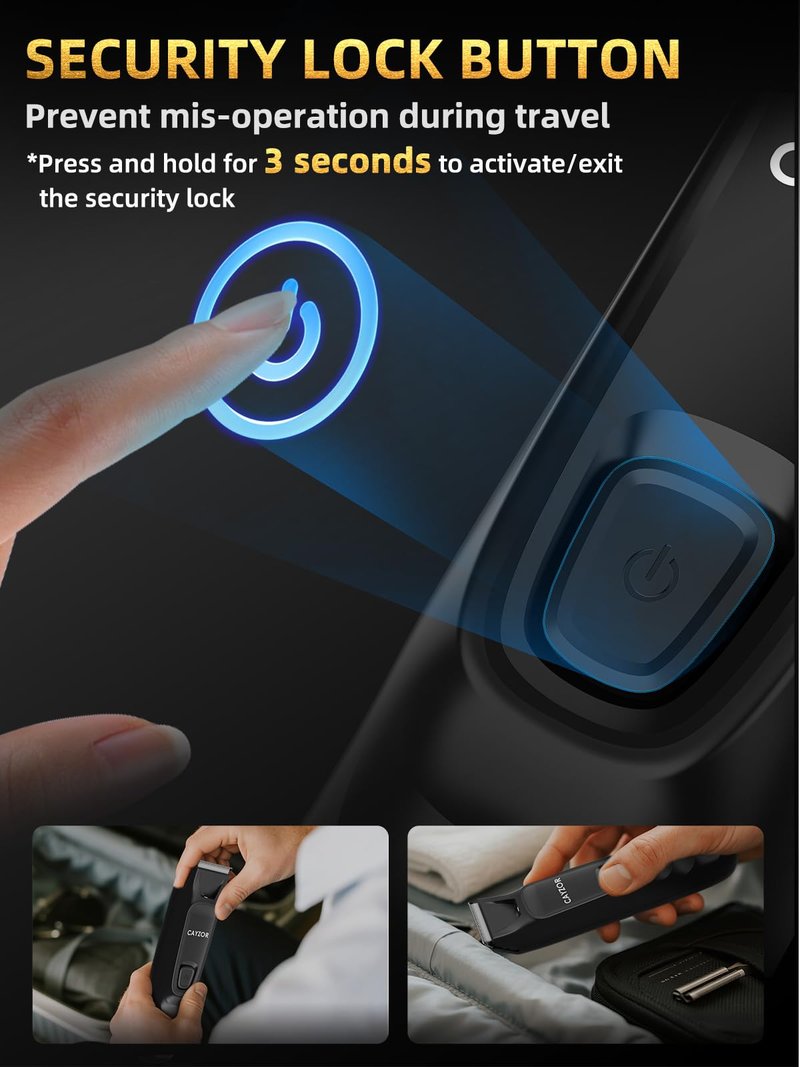 Cayzor 2-in-1 Body and Nose Hair Trimmer for Men - Safe Portable Electric Razor for Ball Groin with LED Light, IPX7 Professional Electric Shavers for Men Pubic, Underarm, Nose, Ear, Beard, Head