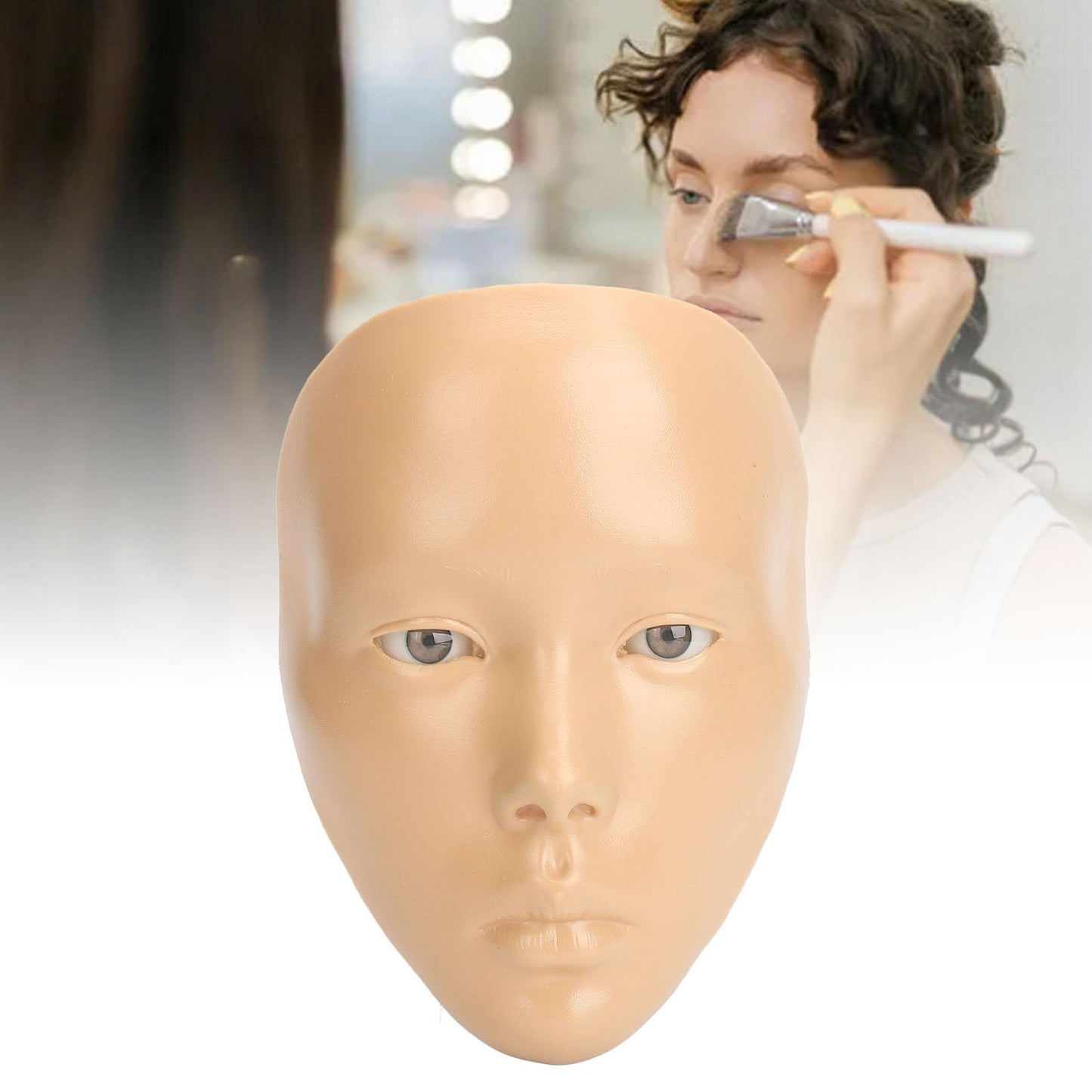 JTLB Makeup Practice Face with Plastic Stand 5D Silicone Full Face Makeup Practice BoardReusable Mannequin Tool for Beginner (White Skin)
