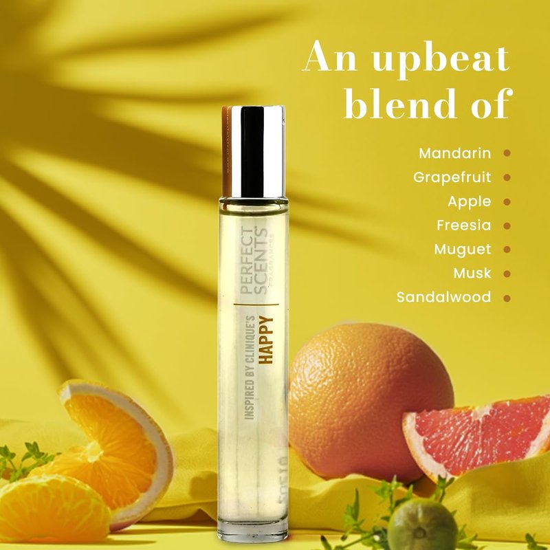 Perfect Scents, Inspired by Clinique's Happy, Rollerball, Women’s Eau de Toilette, Vegan, Paraben Free, Phthalate Free, Never Tested on Animals, 0.34 Fl Oz