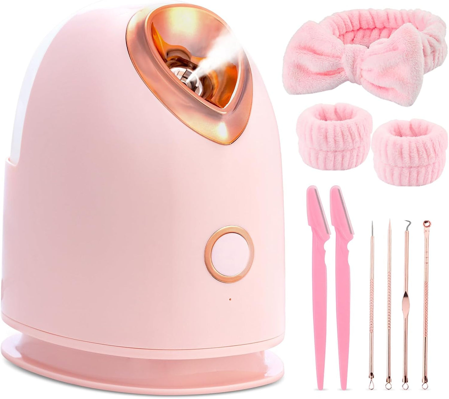 Pjordo Face Steamer - Nano Ionic Facial Deep Cleaning Humidifier | Home Spa with Bonus 4-Piece Skin Kit