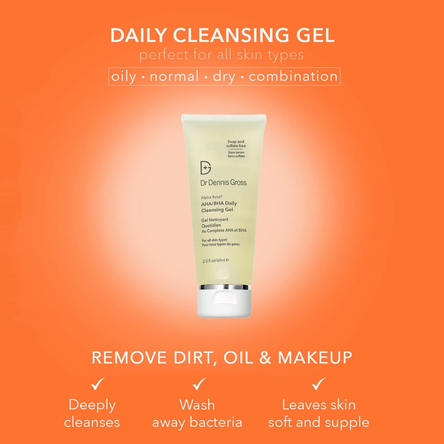 Dr Dennis Gross Alpha Beta® AHA/BHA Daily Cleansing Gel, for Skin That is Dull, Congested and Uneven Tone & Texture