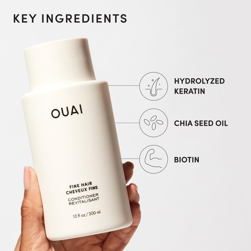 OUAI Fine Hair Conditioner Refill - Volumizing Keratin & Biotin Formula for Softness & Bounce | 32 Oz
