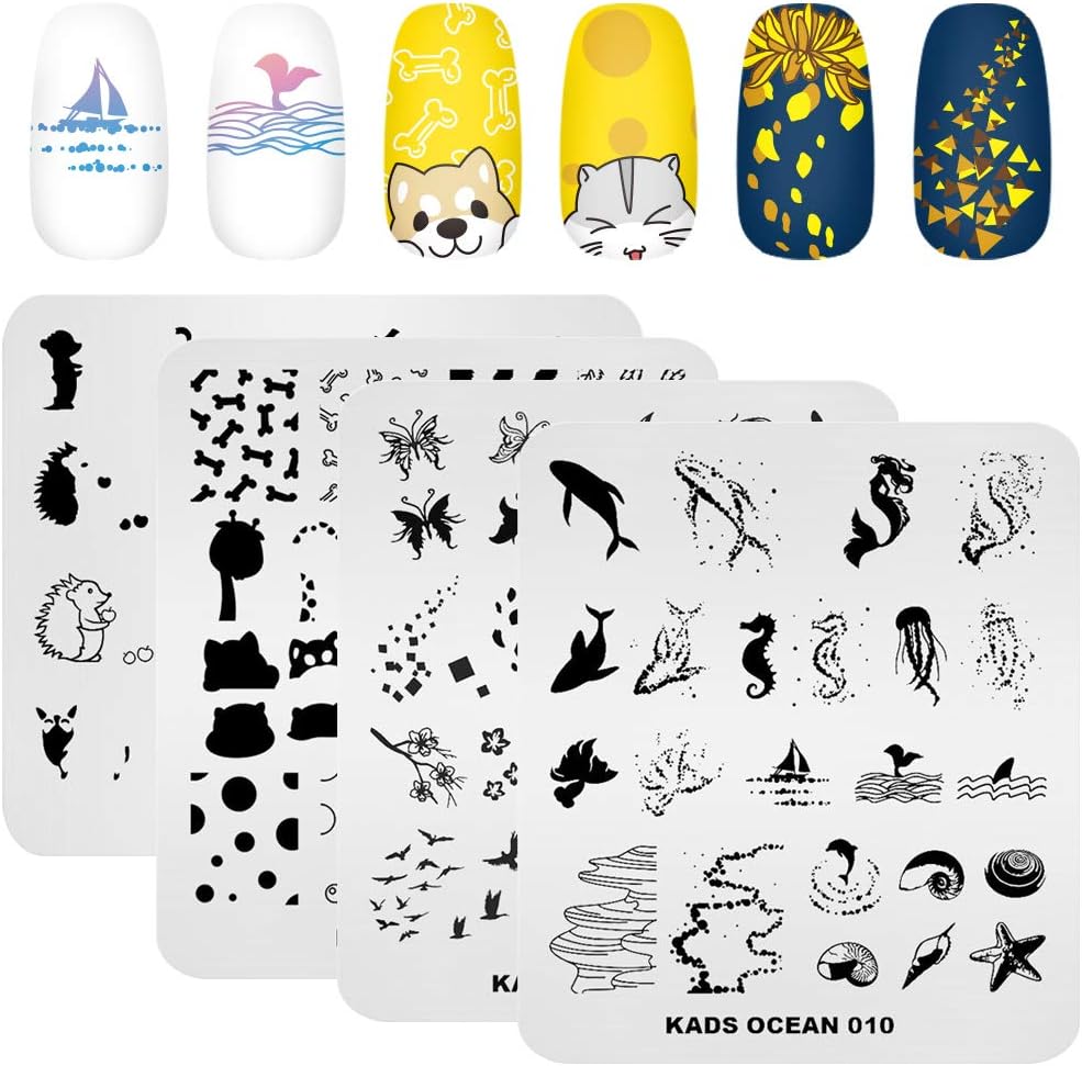 KADS Nail Stamp Plates Set - 20 Pcs Floral, Animal & Leaf Nail Art Templates | Perfect for DIY Manicure
