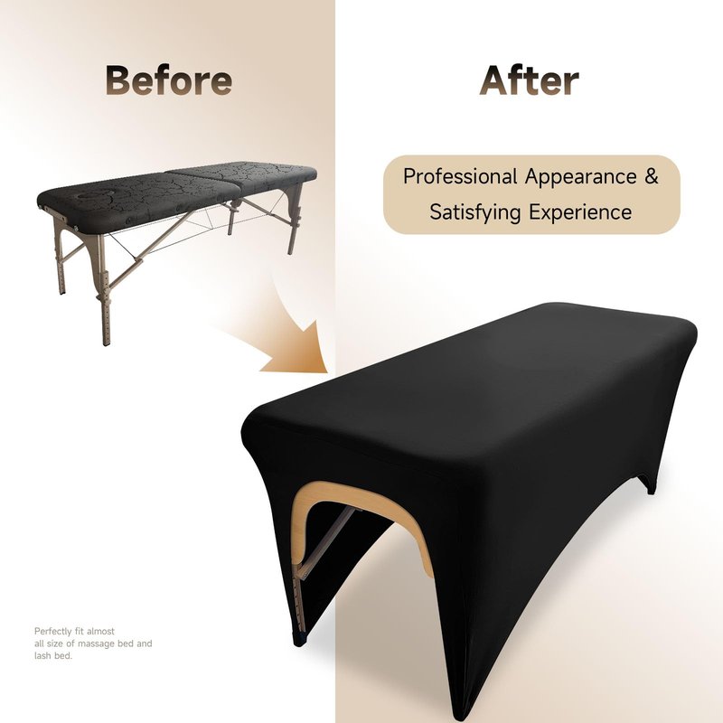 Elastic Lash Bed Cover Black Massage Table Cover Made of 90% Polyester and 10% Spandex, Spa Sheet Set for Lash Extension Bed or Massage Table