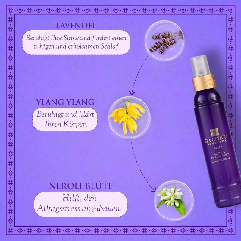 SPA CEYLON SLEEP Body & Pillow Mist | Non-Oily Natural Mist | Reduces Stress | Luxuriously Fragrant | Suitable for all skin types (100 ml, Lavender)