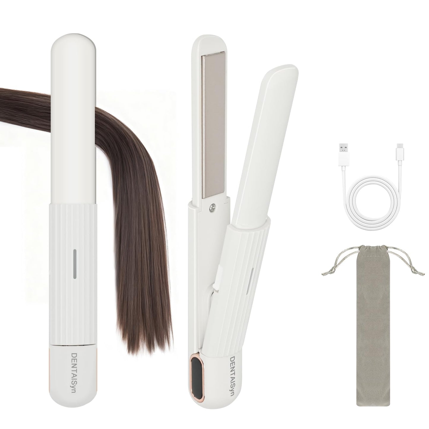 Straightener Irons|Rechargeable Hair Iron,30-Minute Auto Shut-Off,Mini Compact Portable Hair Iron,(White)-This Model Requires a USB Cable to Operate (no Built-in Battery)