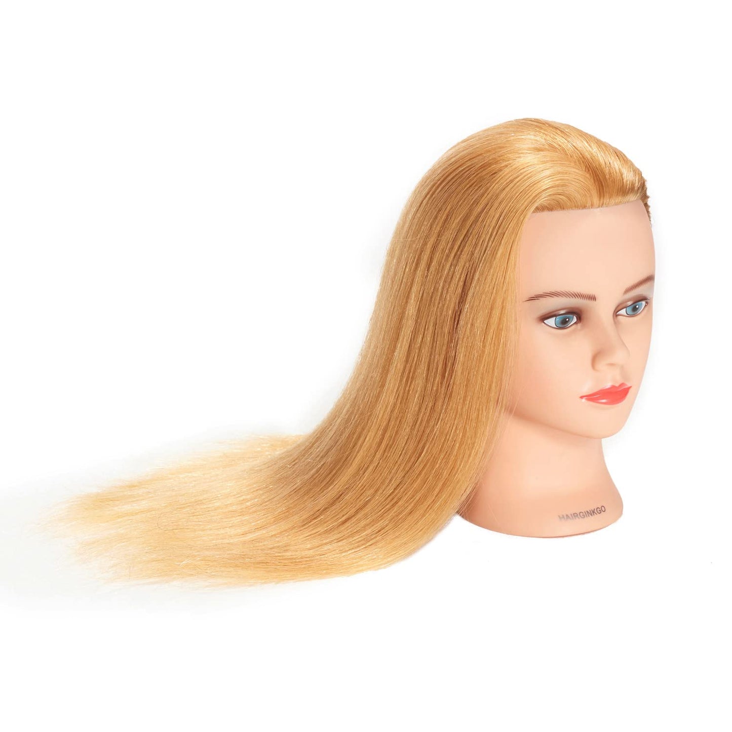 Mannequin Head 20"-22" 100% Human Hair Manikin Head Hairdresser Training Head Cosmetology Doll Head for Styling Dye Cutting Braiding Practice with Clamp Stand (91812W2714)