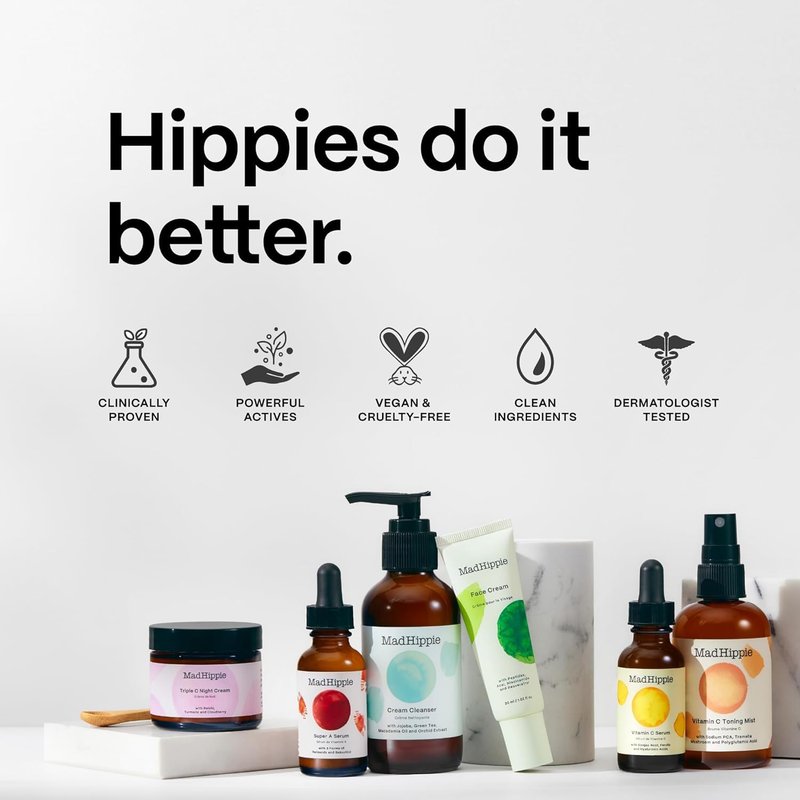 Mad Hippie Eye Cream - Anti-Aging Under Eye Treatment with Niacinamide & Vitamin C | 0.5 Oz