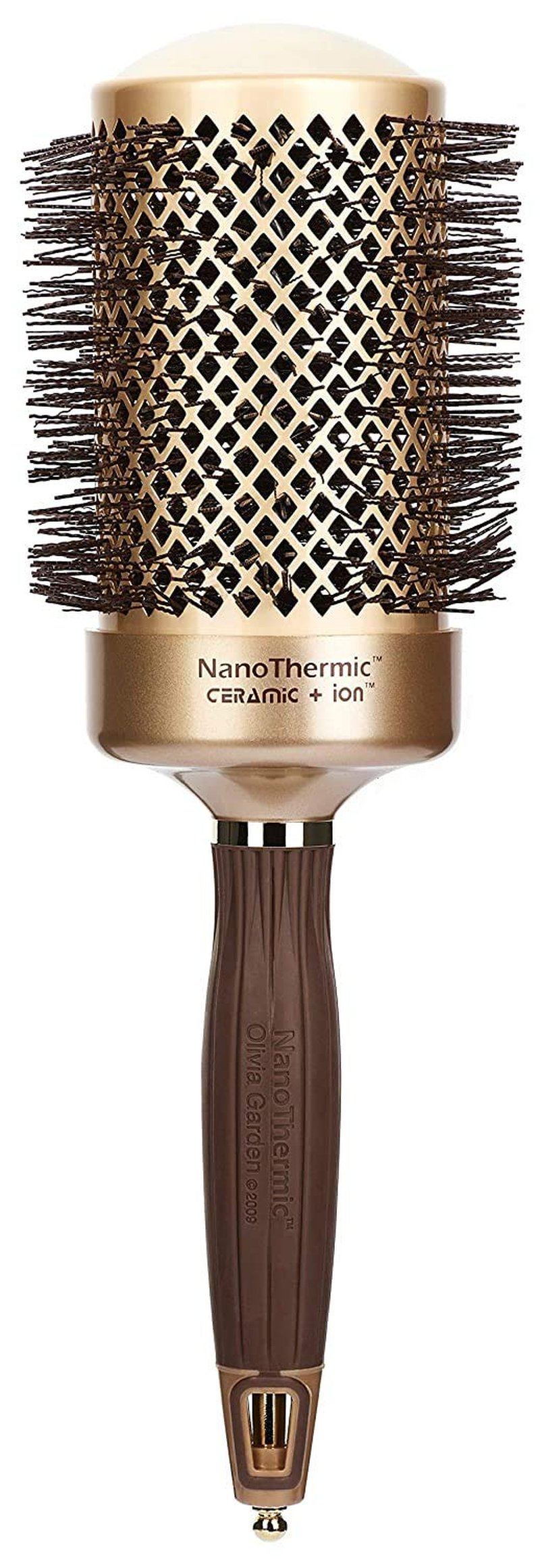 Olivia Garden NanoThermic Ceramic + Ion Round Thermal Hair Brush - Not Electrical - Professional Blowout Brush for Normal to Thick Hair, NT-64 2 3/4"