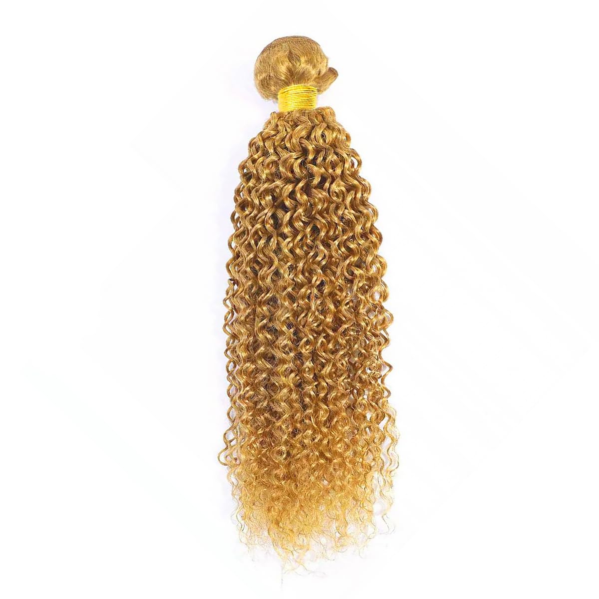 Curly Human Hair Bundles Blonde 26 Inch Kinky Curly #27 Honey Blonde Single Bundle Human Hair Unprocessed Native Virgin Hair 100g Total Double Weft Crochet Human Hair Extensions for Women