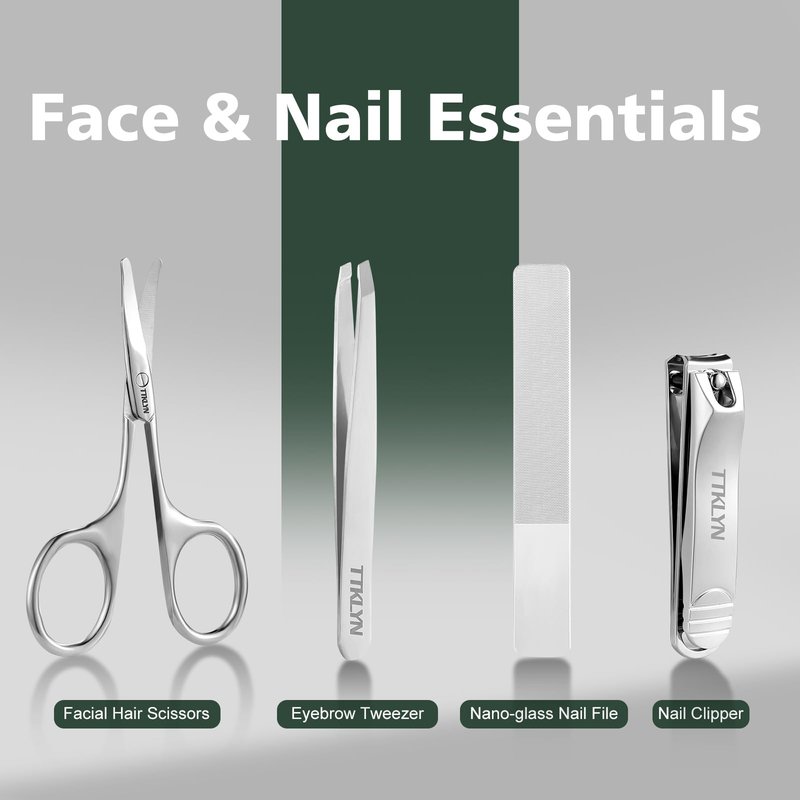 TTKLYN Manicure Kit for Women, Stainless Steel Nail Kit with PU Leather Case, Precision Pedicure Tools for Feet