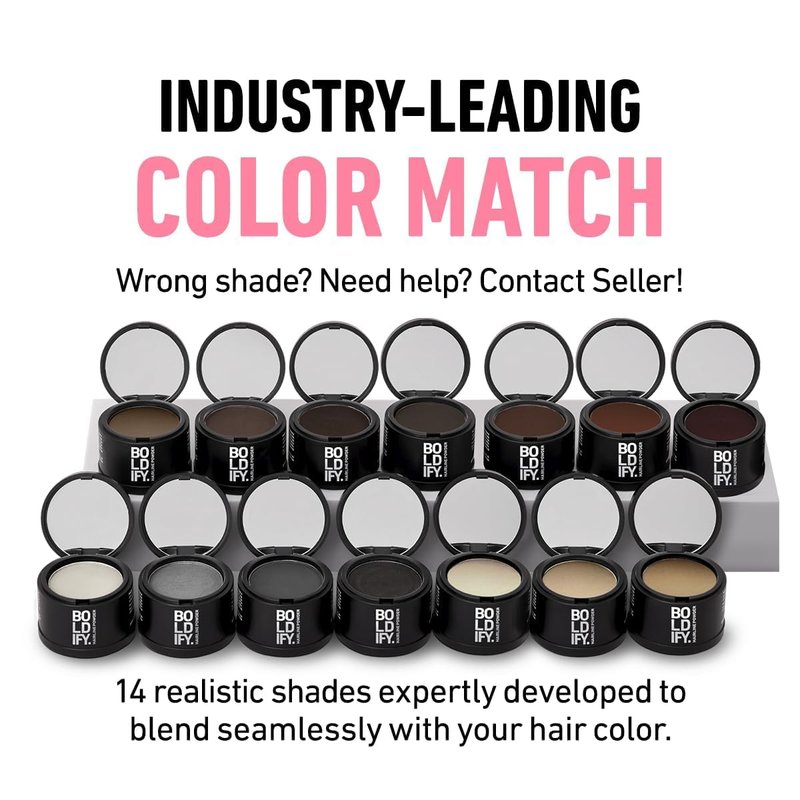 BOLDIFY Hairline Powder (LARGE, 10g) - Water-Resistant Root Touch Up Hair Color for Gray Coverage - 24-Hour Stain-Proof, Mess-Free Hair Powder for Thinning Hair - Dark Brown