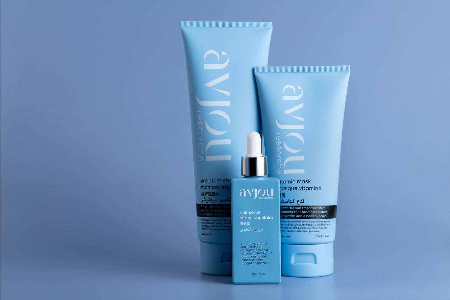 Avjou Researche Signature Bundle - Signature Shampoo, Vitamin Mask, and Hair Serum