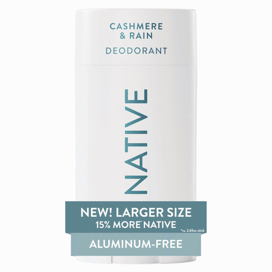 Native Aluminum Free Deodorant, Cashmere & Rain, Large Size Stick, 72 Hour Odor Control, for Women & Men, Contains Naturally Derived Ingredients, 3.1 oz
