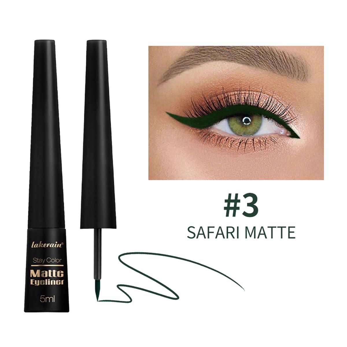 SHEEYOON Liquid Eyeliner, Matte Eyeliner with Fine Brush Tip, Easy Glid Waterproof Smudge Proof, 0.17 fl oz (#3 Safari Matte)