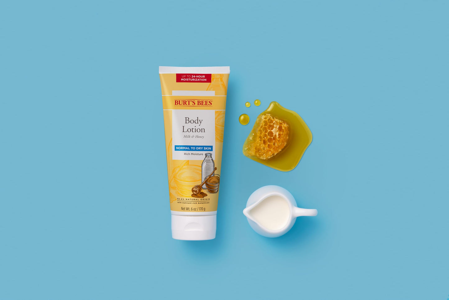 Burt's Bees Body Lotion for Normal to Dry Skin with Milk & Honey, 6 Oz (Package May Vary), (Pack of 6)