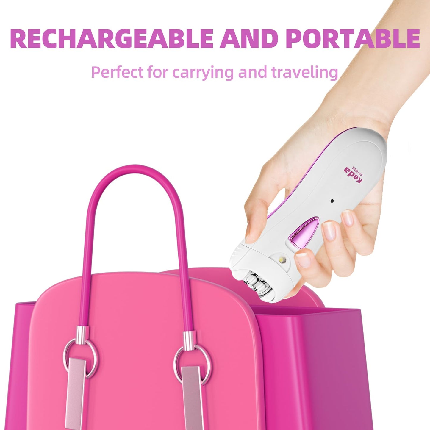 Smooth Glide Epilator for Women, Portable Hair Removal Device for Women, Rechargeable Smooth Glide Epilator with LED Light for Facial, Armpit, Bikini and Leg