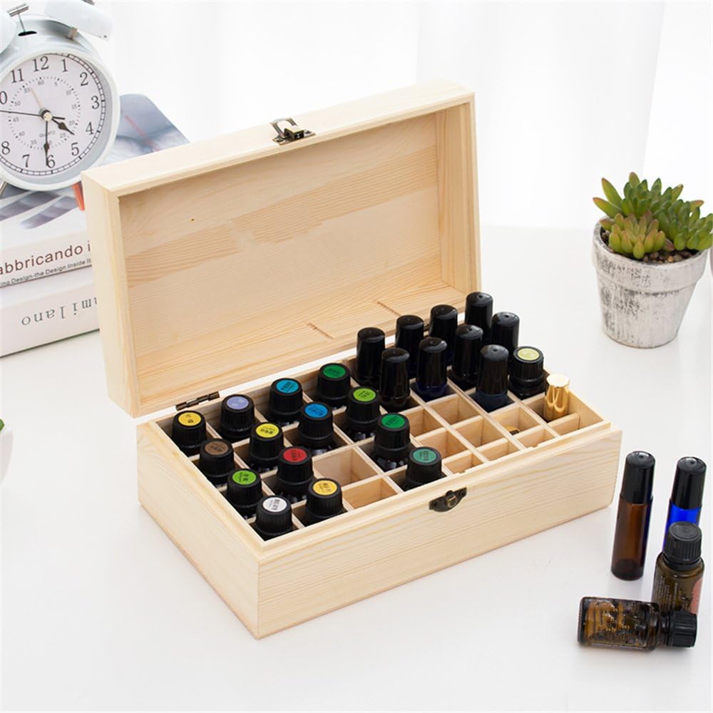 Essential Oil Storage Box - Wooden Organizer for 36 Bottles | Travel & Presentation Friendly