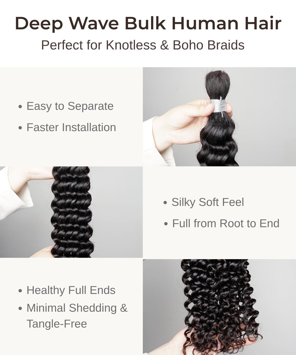 Boho Hair for Braiding,12A Human Braiding Hair for Boho Braids 18 Inch 100g