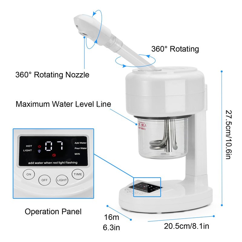 JOSTZHXIN Facial Steamer Nano Ionic Face Steamer with Extendable Arm,Portable Facial Steamer 360°Rotating Nozzle Esthetician Steamer for Personal Care at Home or Salon
