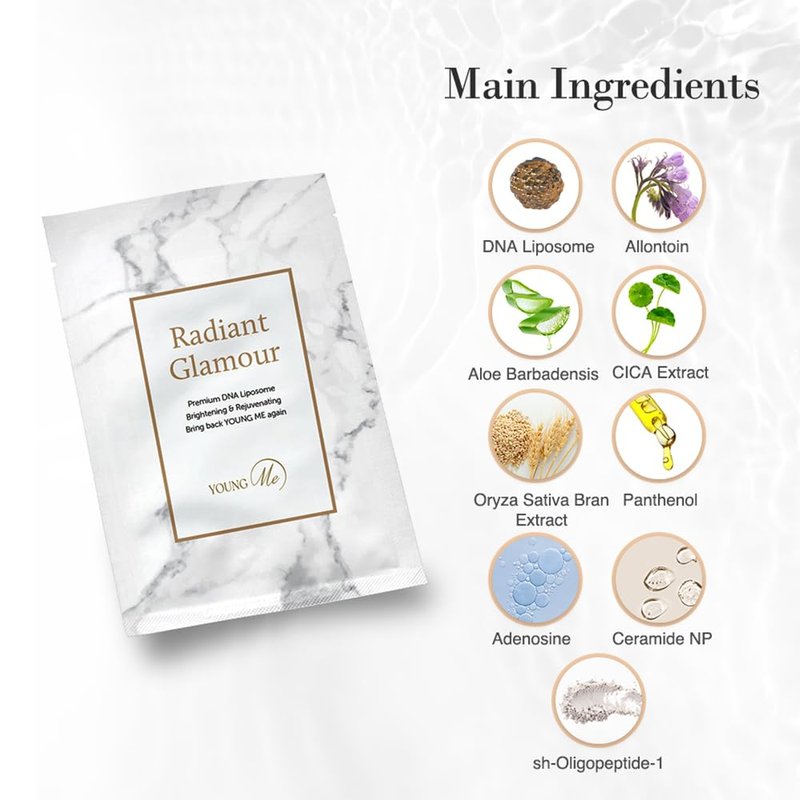 YoungMe Radiant Glamour Korean Sheet Mask – Rejuvenating & Hypoallergenic Facial Mask for All Skin Types | 25g x 6 Sheets