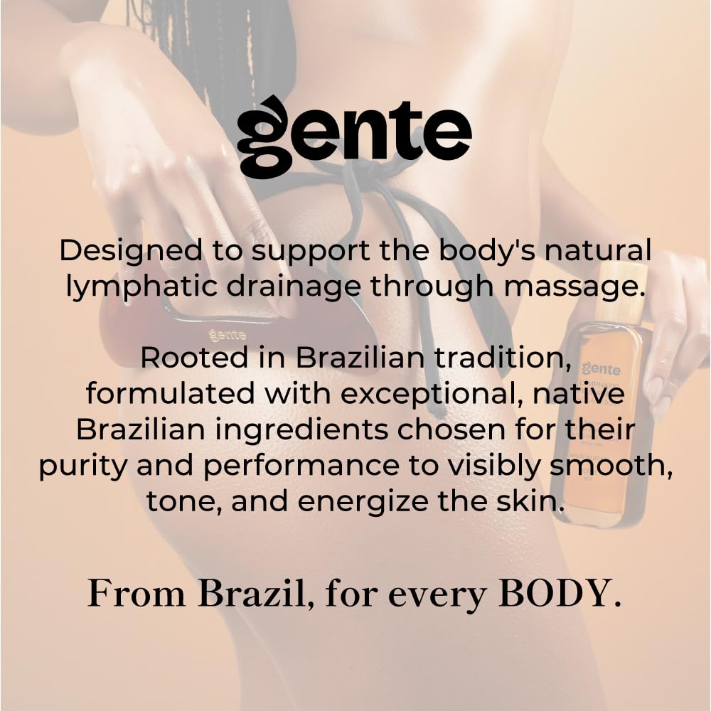 Gente Beauty Lymphatic Drainage Oil for Body & Face, Scented Skin Tightening & Sculpting Oil, Caffeine Body Oil for Circulation & De-Puffing, Bright Citrus & Soft Musk Massage Oil, 100ml