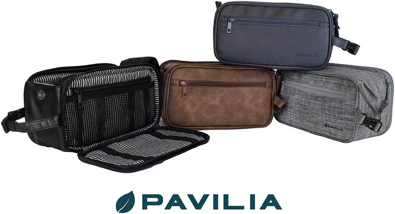 Toiletry Bag for Men - Travel Dopp Kit Organizer | Water-Resistant PU Leather | Dark Brown