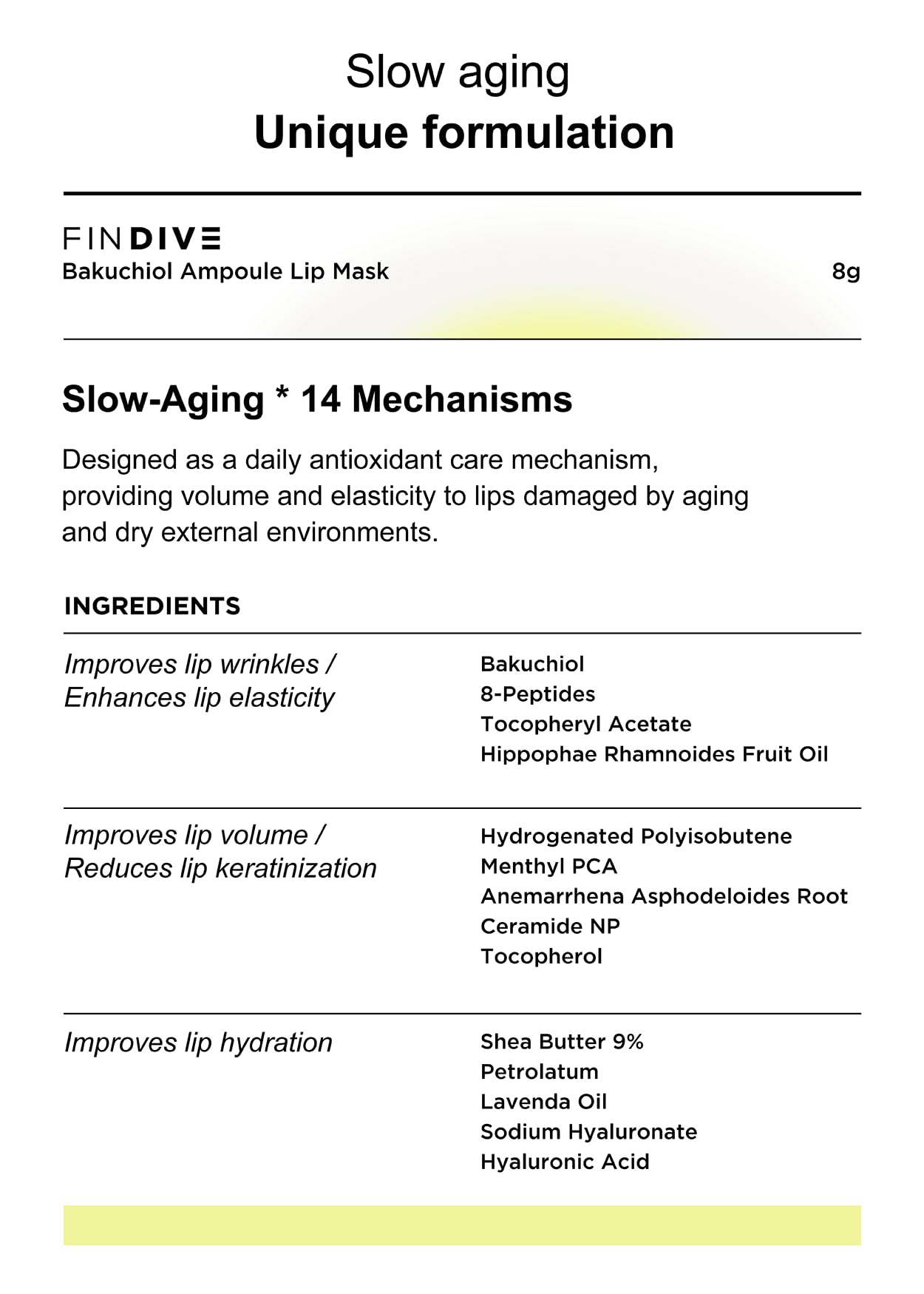 FINDIVE OFFICIAL Bakuchiol Ampoule Lip Mask, Bakuchiol, Plan-Based Retinal Alternative, Korean Skincare 8g