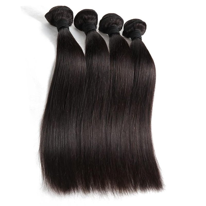 Straight Bundles Human Hair Bundles 14 14 16 16 Inch Human Hair Bundles 10A Grade 100% Unprocessed Virgin Straight Brazilian Hair Bundles 4 Bundles Human Hair Extensions for Black Women Natural Color