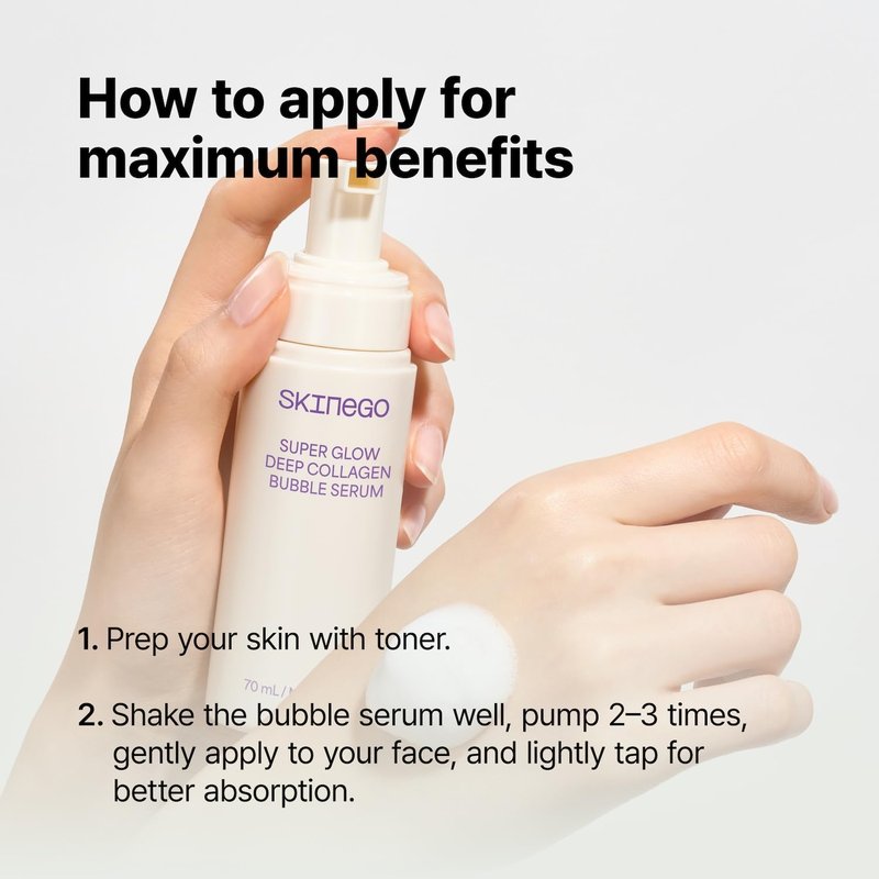 Pharmeus SKINEGO Super Glow Deep Collagen Bubble Serum with 1,005,189ppb Collagen – Anti-Aging, Hydrating, Skin-Firming, Fine Line Care, Korean Skincare – 2.36 fl.oz