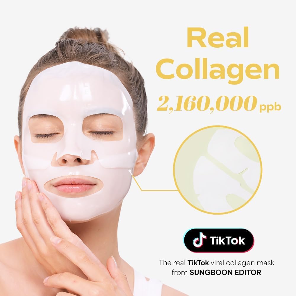 SUNGBOON EDITOR Revitalizing Combo/smooth-looking Hydration DUO:Deep Collagen Hyalu-B5 Mask (4ea) & Deep Collagen Power Boosting Cream In Serum, Skincare Gift Sets for Mom