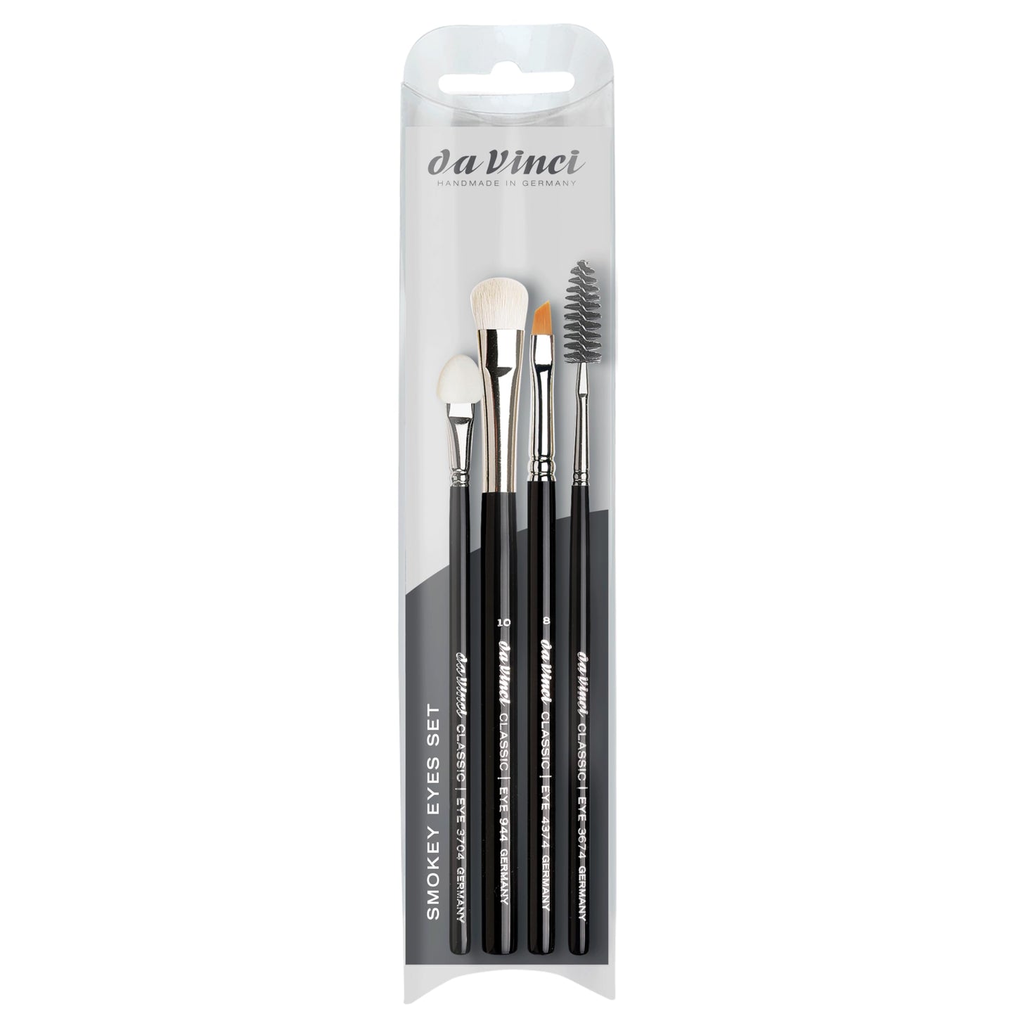 da Vinci Cosmetics Series 4803 Classic Smokey Eyes Look Brush Set with Eyeliner, Blender, Eyelash Brush, and Applicator, Multiple Sizes, 46.2 Gram, 4 Brushes