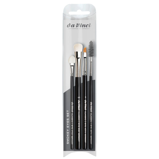 da Vinci Cosmetics Series 4803 Classic Smokey Eyes Look Brush Set with Eyeliner, Blender, Eyelash Brush, and Applicator, Multiple Sizes, 46.2 Gram, 4 Brushes