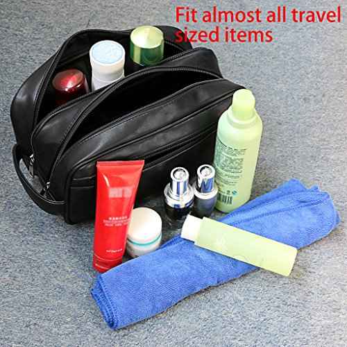 Sumnacon Toiletry Bags, Unisex PU Leather Waterproof Travel Toiletry Bag Organizer Perfect for Shaving Grooming Dopp Kit & Household Business Vacation, Cosmetic Bag with Portable Handle