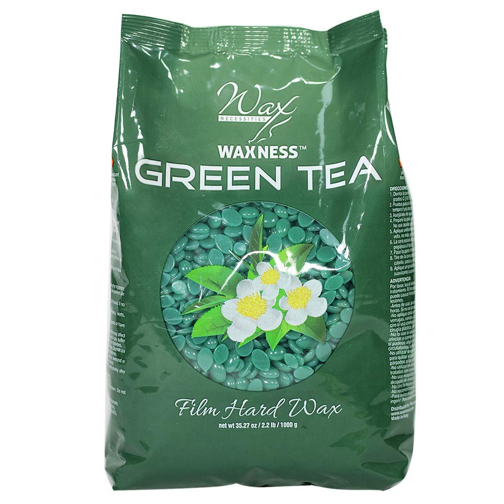 Green Tea Hard Wax Beads - Stripless Professional Wax for Face & Body | 2.2 lb (1 kg) - Smooth Application Made in Italy