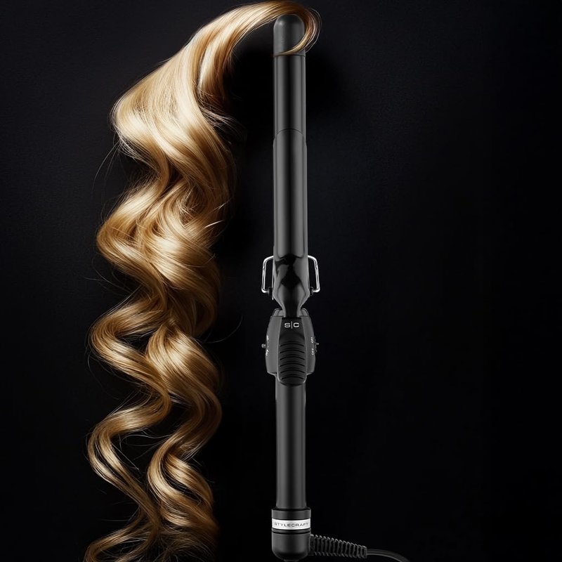 StyleCraft Stay-Temp Black Gold Ceramic Extended Barrel Curling Iron (1-inch)