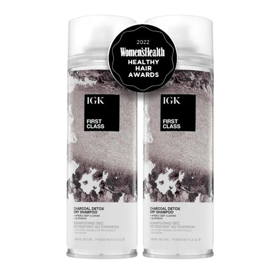 IGK First Class Charcoal Detox Dry Shampoo | Deep Cleansing, Oil & Odor Absorbing | Adds Volume & Texture | For All Hair Types | 6.3 oz (Pack of 2)