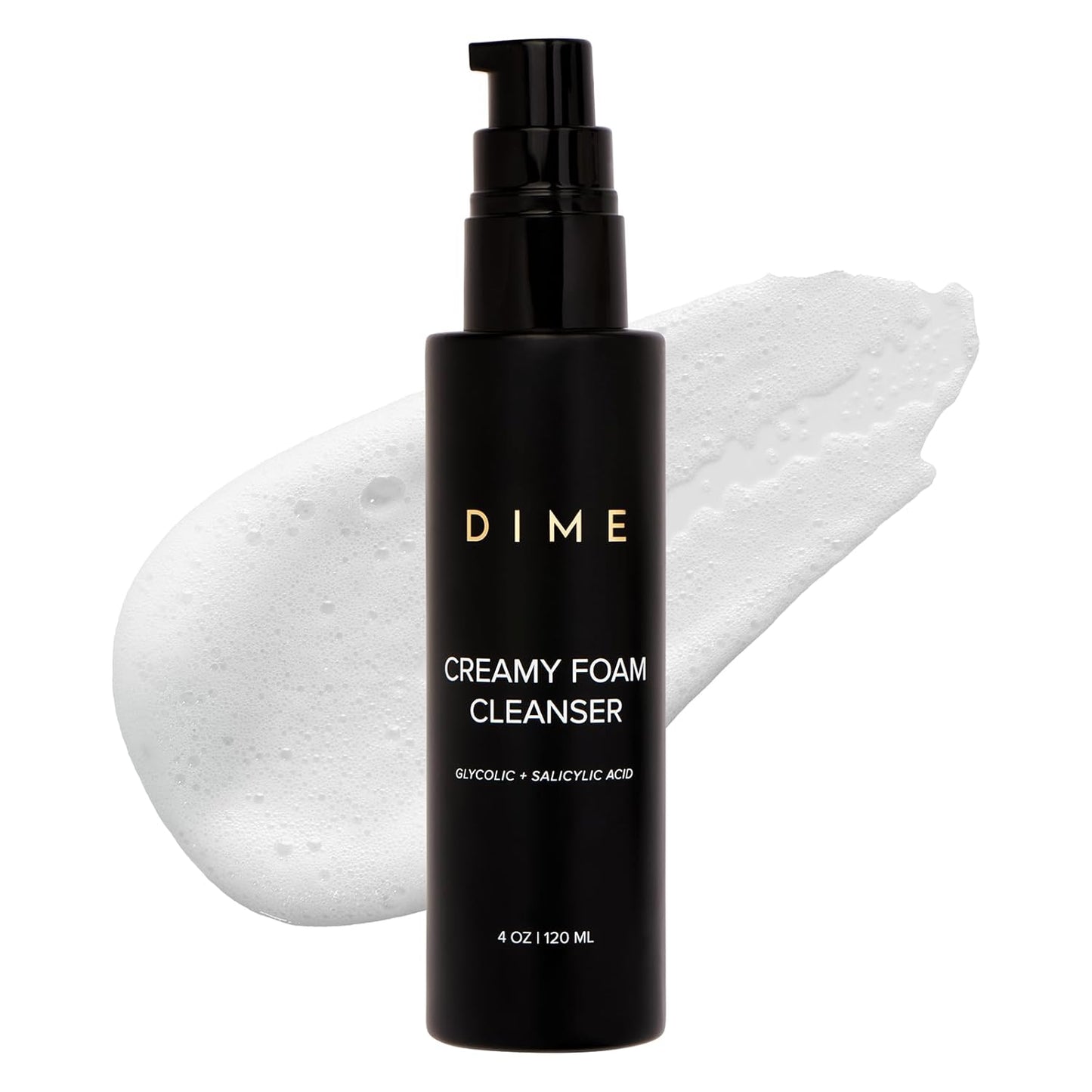 DIME Beauty Creamy Foam Cleanser - Daily Foaming Face Wash with Salicylic & Glycolic Acid | 4 oz - Vegan, Gentle for Acne-Prone Skin