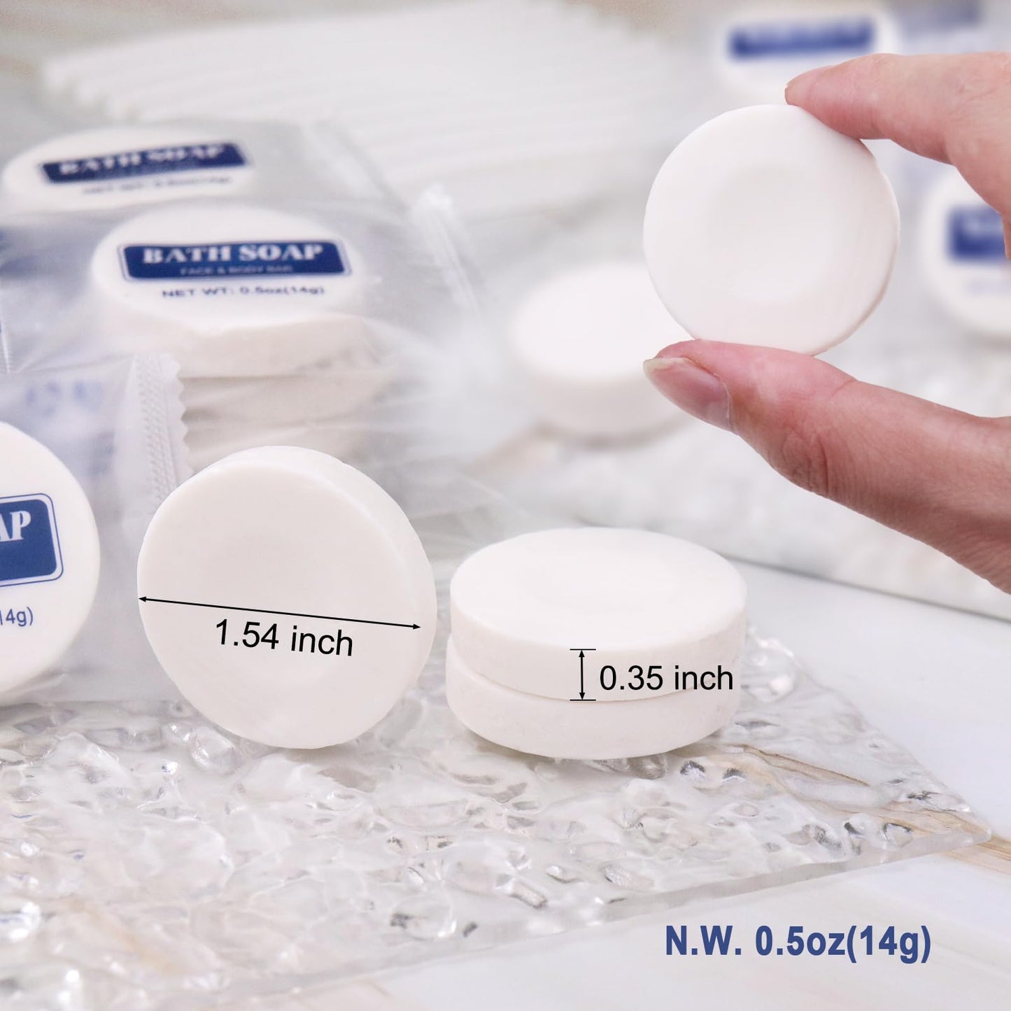 SLequipo Bulk Bar Soap Round, 200 pcs Mini Soap Bars Bulk Individually Wrapped, 0.5 oz Travel Soap Small Hotel Soaps Travel Size Toiletries for Hotel Bathroom(Round)