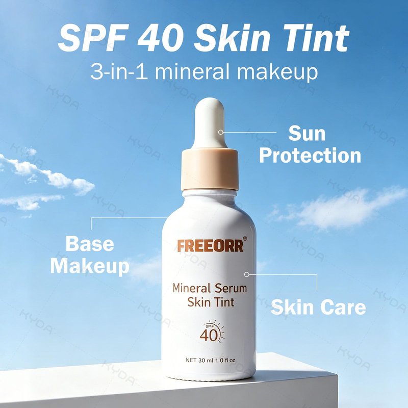 KYDA Skin Tint with SPF 40, Tinted Mineral Sunscreen Serum with Zinc Oxide,Tinted SPF Serum Foundation,Long Lasting Buildable Coverage like Foundation-1 Fl Oz, Nude Beige