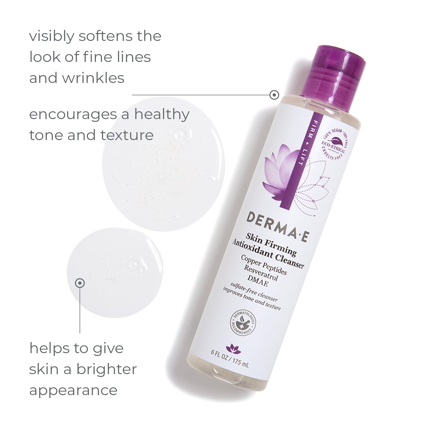 Derma E, Skin Firming Antioxidant Cleanser, 6 Ounce (Pack of 2)