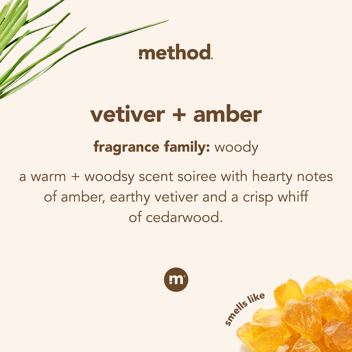 Method Premium Foaming Hand Wash, Vetiver + Amber, Reusable Black Aluminum Bottle, 10 fl oz (Pack of 3)