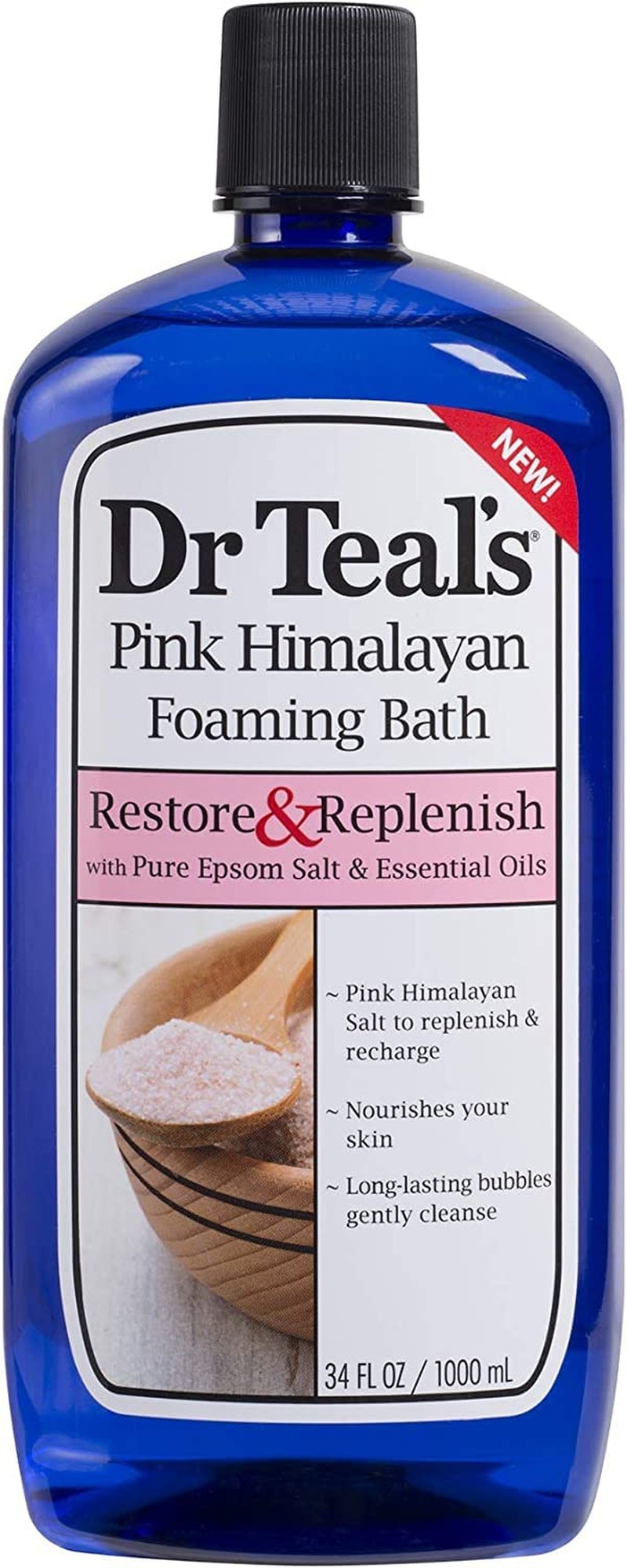 Dr. Teal's Pure Epsom Salt Foaming Bath Gift Set (2 Pack, 34 oz ea.) - Restore & Replenish Pink Himalayan and Glow & Radiance with Vitamin C & Citrus Essential Oils - Long Lasting Bubbles Nourish Skin